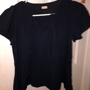 Loose short navy cute top!